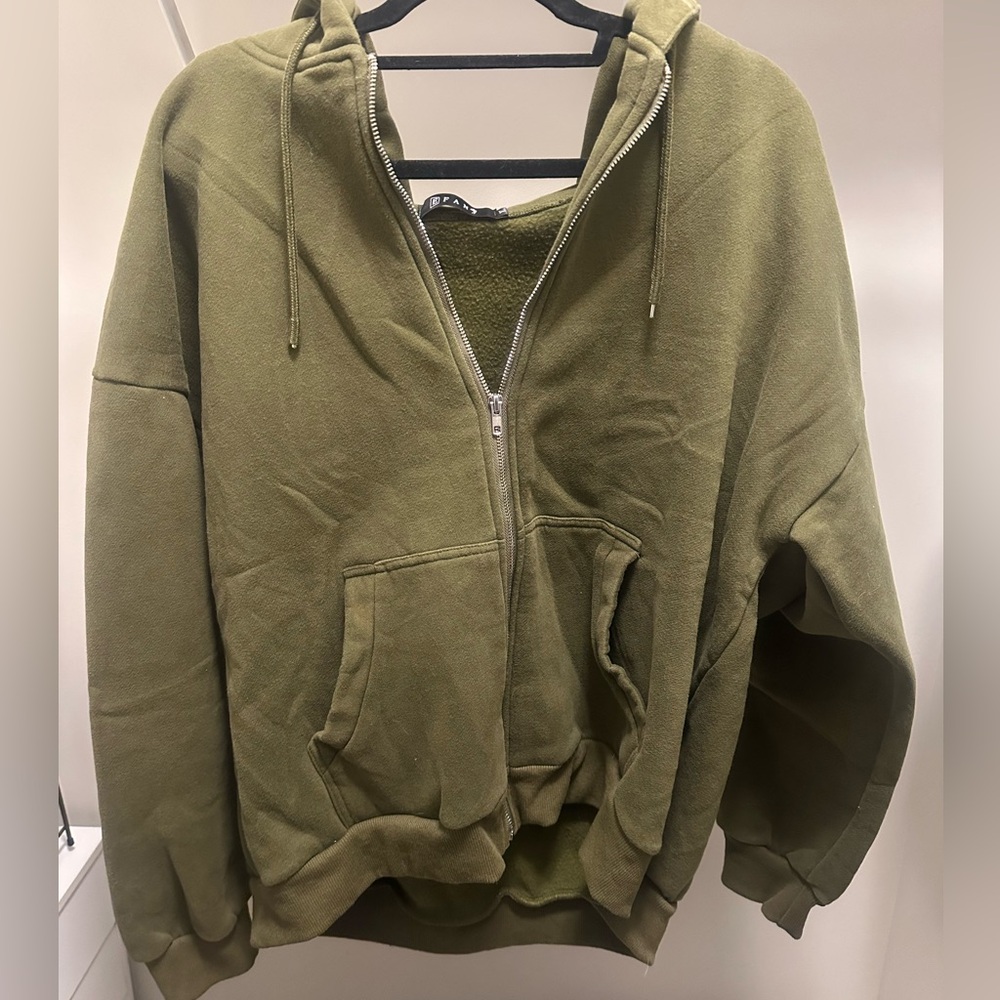 Dark green zip up sweatshirt